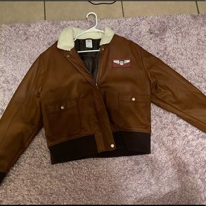 Captain Marvel Brown Leather Jacket